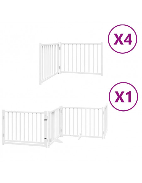 Cancello Cani Porta Pieghevole Bianco 12 Pannelli 960 cm Pioppo