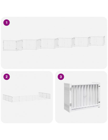 Cancello Cani Porta Pieghevole Bianco 12 Pannelli 960 cm Pioppo