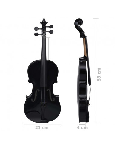 Set Completo Violino con Arco e Mentoniera Nero 4/4