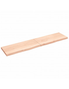 Ripiano a Parete 220x50x(2-6) cm Massello Rovere Non Trattato 2