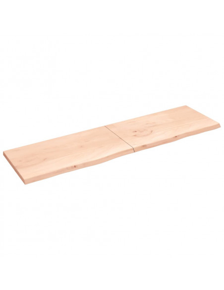Ripiano a Parete 220x60x(2-4) cm Massello Rovere Non Trattato
