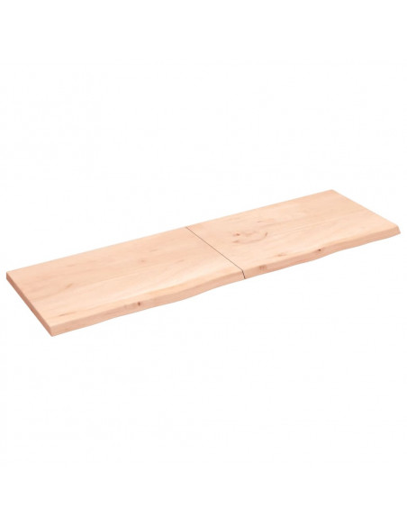 Ripiano a Parete 200x60x(2-4) cm Massello Rovere Non Trattato