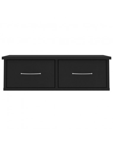 Scaffale con Cassetti a Parete Nero 60x26x18,5 cm Multistrato