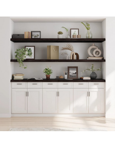 Ripiano Marrone Scuro 220x60x(2-6) cm Massello Rovere Trattato