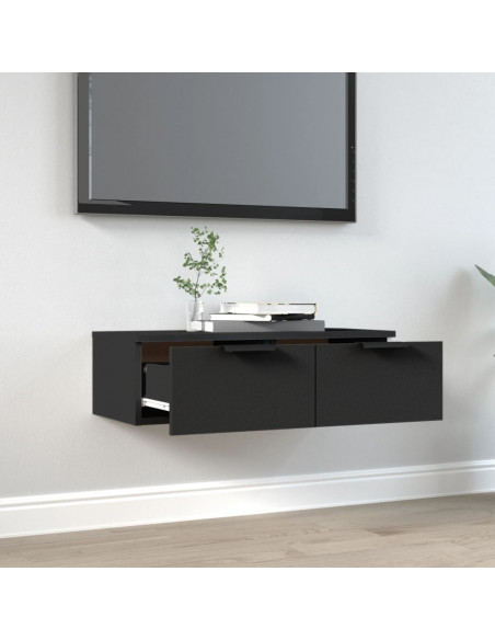 Mobile a Parete Nero 68x30x20 cm in Legno Multistrato