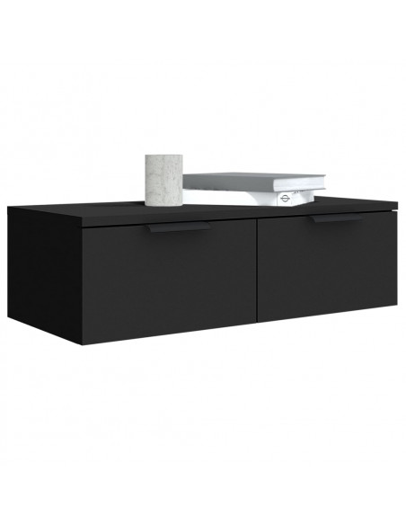 Mobile a Parete Nero 68x30x20 cm in Legno Multistrato