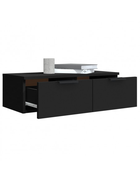 Mobile a Parete Nero 68x30x20 cm in Legno Multistrato