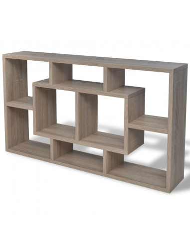 Espositore da Parete Pensile 8 Scomparti Color Rovere