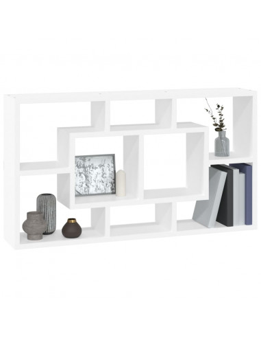 Scaffale a Muro 8 Scomparti Bianco Lucido