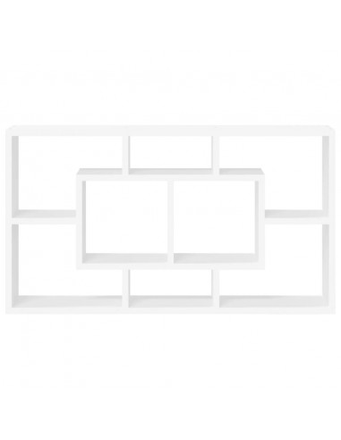 Scaffale a Muro 8 Scomparti Bianco Lucido