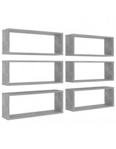 Mensole Parete a Cubo 6pz Grigio Cemento 60x15x23cm Multistrato 2