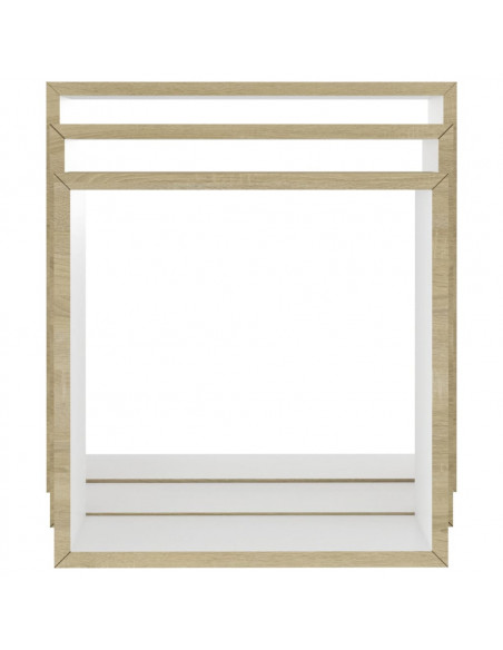 Mensole a Cubo da Parete 3 pz Bianco Rovere Sonoma