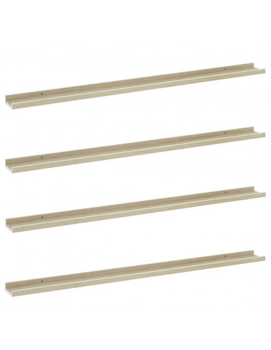 Mensole da Parete 4 pz Bianco e Rovere Sonoma 115x9x3 cm