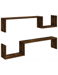 Mensole a Muro 2 pz Rovere Fumo 100x15x20 cm Legno Multistrato 2