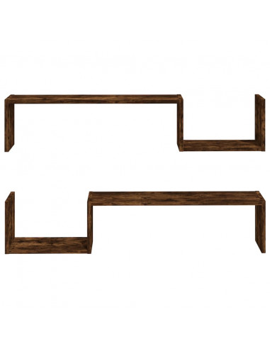 Mensole a Muro 2 pz Rovere Fumo 100x15x20 cm Legno Multistrato