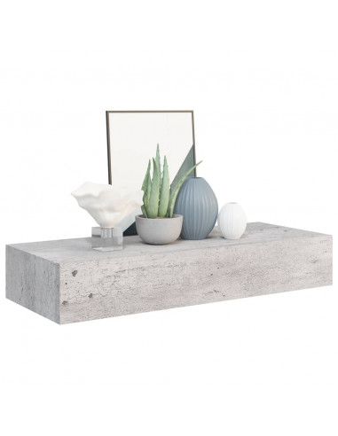 Scaffale con Cassetti da Parete Grigio Cemento 60x23,5x10cm MDF