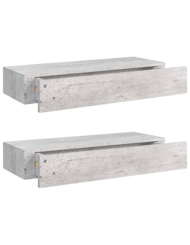 Scaffali con Cassetti 2 pz Grigio Cemento 60x23,5x10 cm in MDF