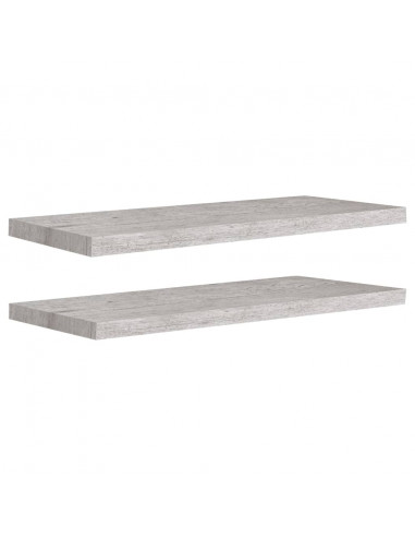 Scaffali a Parete 2 pz Grigio Cemento 80x23,5x3,8 cm in MDF