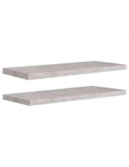 Scaffali a Parete 2 pz Grigio Cemento 80x23,5x3,8 cm in MDF