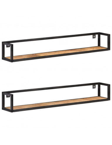 Mensole a Muro 2 pz 120 cm in Legno di Mango Grezzo