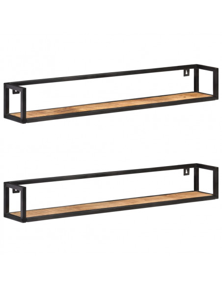 Mensole a Muro 2 pz 120 cm in Legno di Mango Grezzo