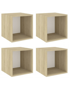 Mobili a Muro 4pz Bianco e Rovere Sonoma 37x37x37cm Multistrato 2