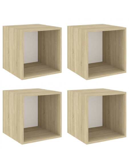 Mobili a Muro 4pz Bianco e Rovere Sonoma 37x37x37cm Multistrato