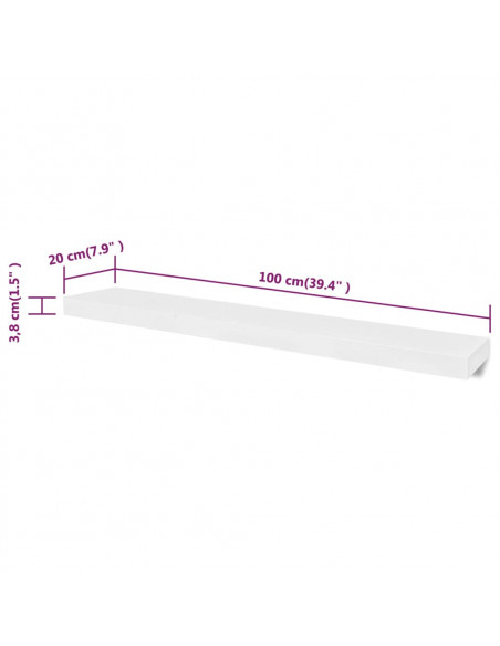 Mensole a Parete 4 pz Bianche 100 cm