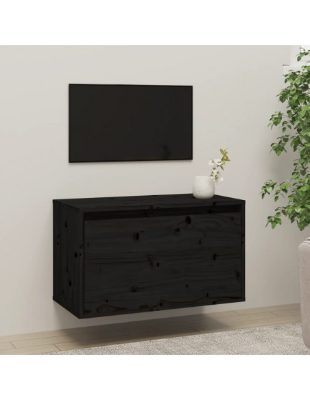 Pensile Nero 60x30x35 cm in Legno Massello di Pino