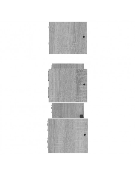 Set Mensole Parete con Aste 3pz Grigio Sonoma Legno Multistrato