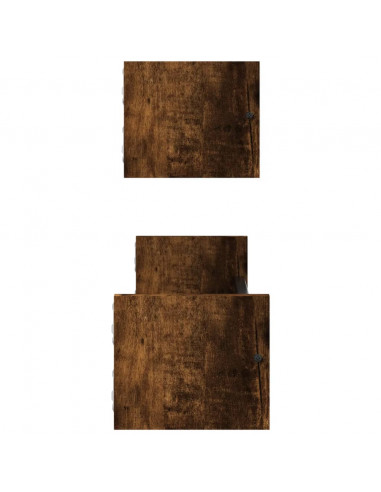 Mensole a Parete con Aste 2pz Rovere Fumo 60x16x14 cm