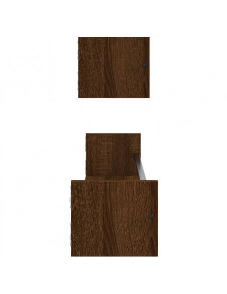 Mensole a Parete con Aste 2pz Rovere Marrone 80x16x14 cm