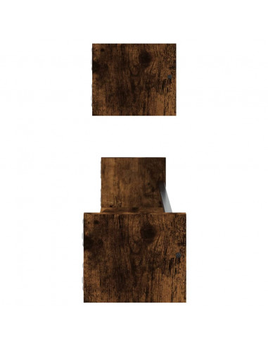 Mensole a Parete con Aste 2pz Rovere Fumo 80x16x14 cm