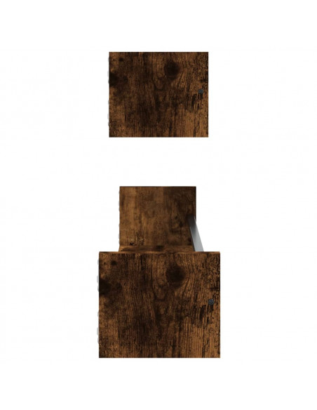 Mensole a Parete con Aste 2pz Rovere Fumo 80x16x14 cm