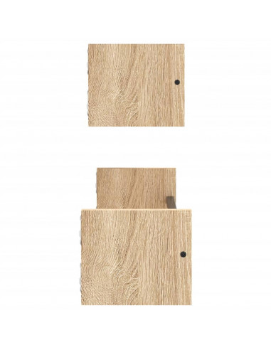 Mensole a Parete con Aste 2pz Rovere Sonoma 60x16x14 cm