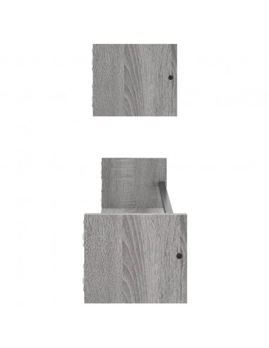 Mensole a Parete con Aste 2pz Grigio Sonoma 80x16x14 cm