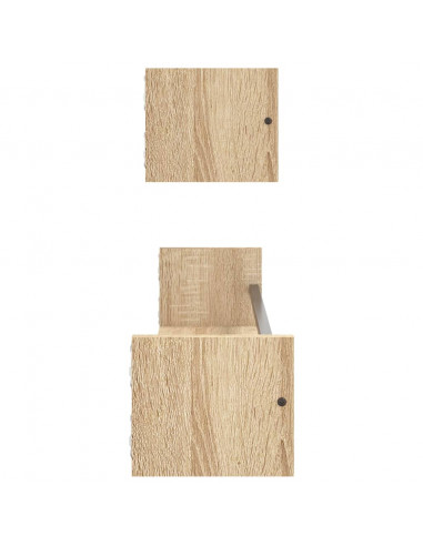 Mensole a Parete con Aste 2pz Rovere Sonoma 80x16x14 cm