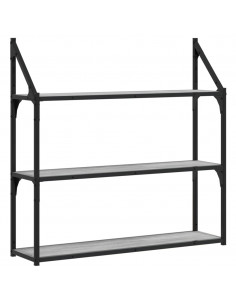 Scaffale Parete 3Ripiani Grigio Sonoma 80x21x78,5cm Multistrato 2