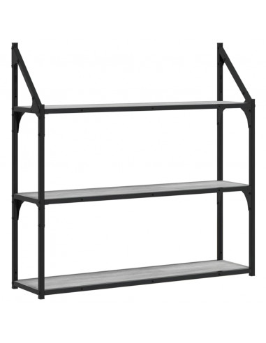 Scaffale Parete 3Ripiani Grigio Sonoma 80x21x78,5cm Multistrato