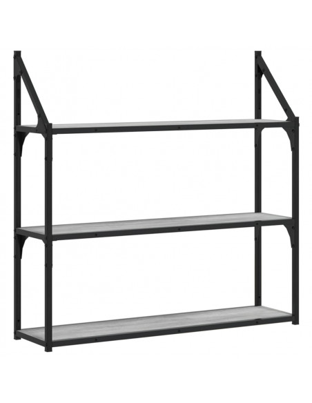 Scaffale Parete 3Ripiani Grigio Sonoma 80x21x78,5cm Multistrato