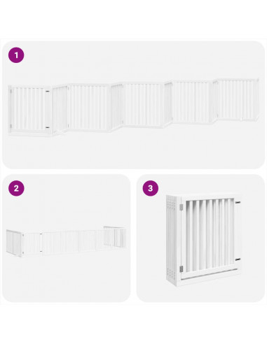 Cancello Cani Porta Pieghevole Bianco 10 Pannelli 800 cm Pioppo