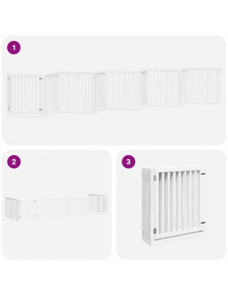 Cancello Cani Porta Pieghevole Bianco 10 Pannelli 800 cm Pioppo