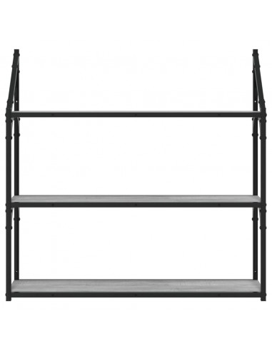 Scaffale Parete 3Ripiani Grigio Sonoma 80x21x78,5cm Multistrato