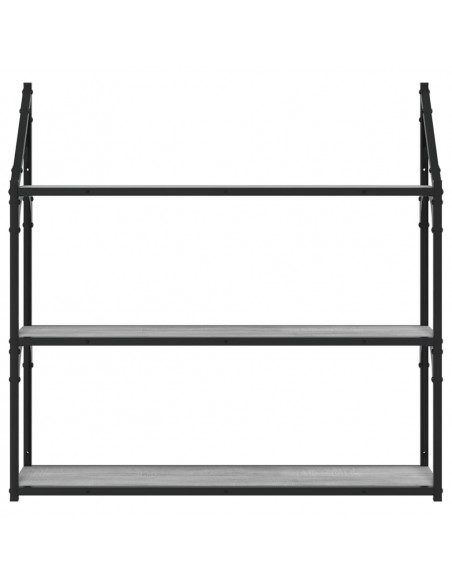 Scaffale Parete 3Ripiani Grigio Sonoma 80x21x78,5cm Multistrato