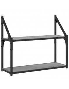 Scaffale Parete 2 Ripiani Grigio Sonoma 60x21x51 cm Multistrato 2