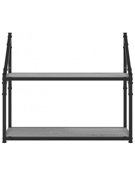 Scaffale Parete 2 Ripiani Grigio Sonoma 60x21x51 cm Multistrato