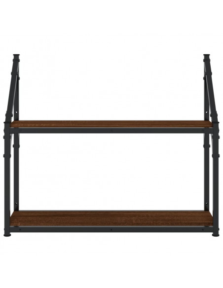 Scaffale Parete 2 Ripiani Rovere Marrone 60x21x51cm Multistrato