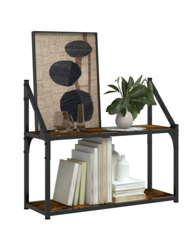 Scaffale a Parete 2 Ripiani Rovere Fumo 60x21x51 cm Multistrato