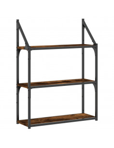Scaffale Parete 3 Ripiani Rovere Fumo 60x21x78,5 cm Multistrato 2