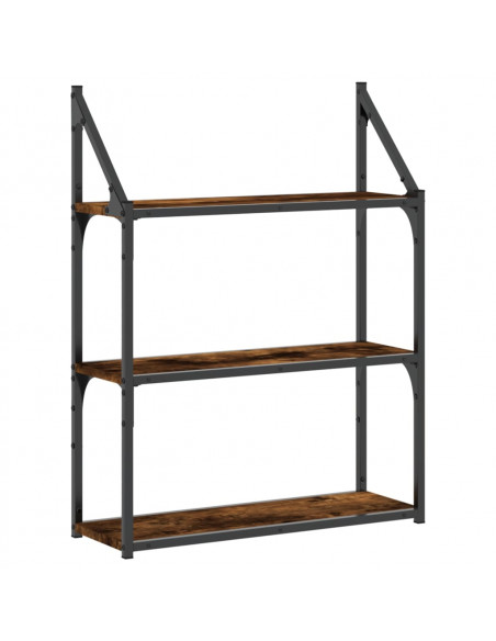 Scaffale Parete 3 Ripiani Rovere Fumo 60x21x78,5 cm Multistrato